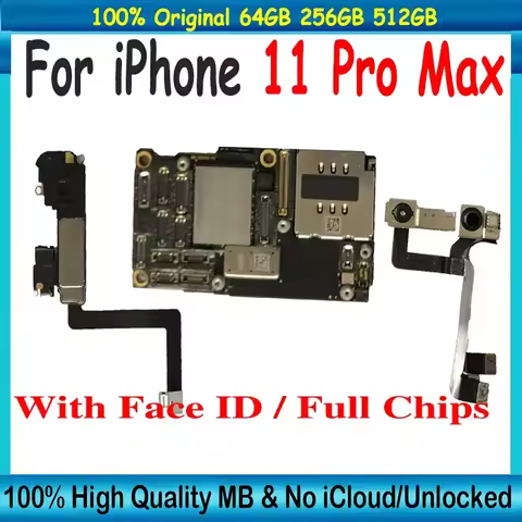 Unlocked Motherboard For iPhone 11 Pro Max Full Working Mainboard Face ID For iPhone 11 Clean iCloud