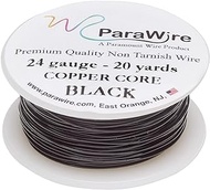 ParaWire Black Enameled Copper Craft Wire 24-Gauge 20-Yards for Jewelry-Making, Wirework, Wire-Wrapping, Crochet and More