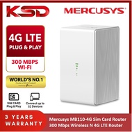 Mercusys MB110-4G Sim Card Router 300 Mbps Wireless N 4G LTE Router Plug and Play (Powered by TP-Lin