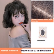 TSE tóc giả người thật tóc xoăn ngắn nữ tự nhiên tuổi Giảm thời trang kín đầu bìa và phụ nữ của tóc 