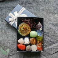 7 Chakra Orgonite Hexagonal Crystal Wand Point Tower,7 Chakra Stones set,orgonite pendant in Gift Bo