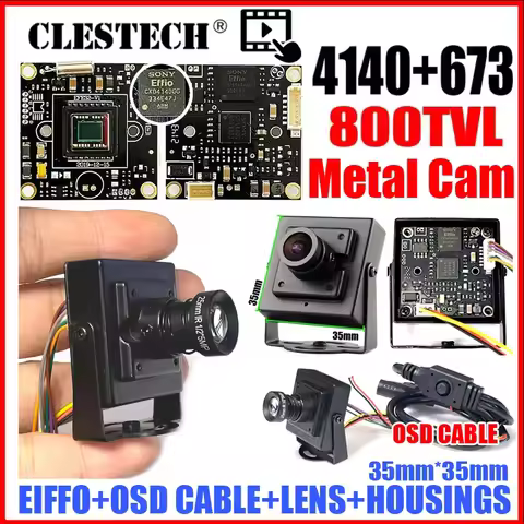 METAL Case CLESTECH SONY EFFIO 1/3CCD 4140+673 800TVL HD CCTV MINI CAMERA Analog Carrying OSD Cable 