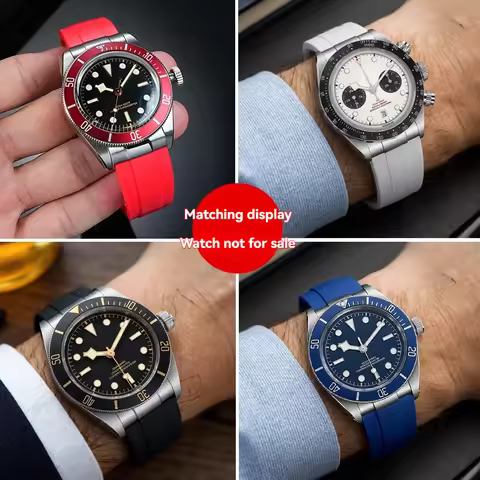 20mm/21mm/22mm Soft Rubber Strap for Tudor BB58/1958 – Steel End Link Bracelet, Black Bay 39mm, Pand