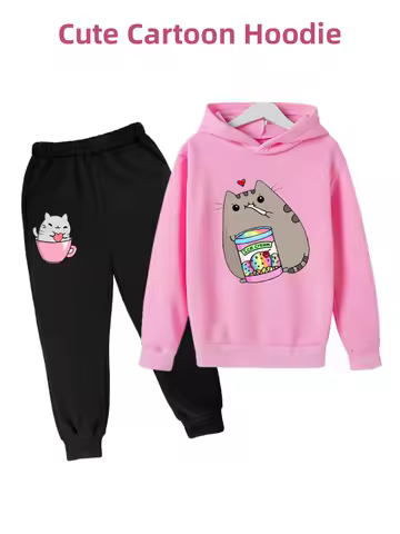 Clothes For Girls/boys Cute Nutella Cat Cartoon Print Hoodie Kids Clothes Funny Sweatshirt For Girls