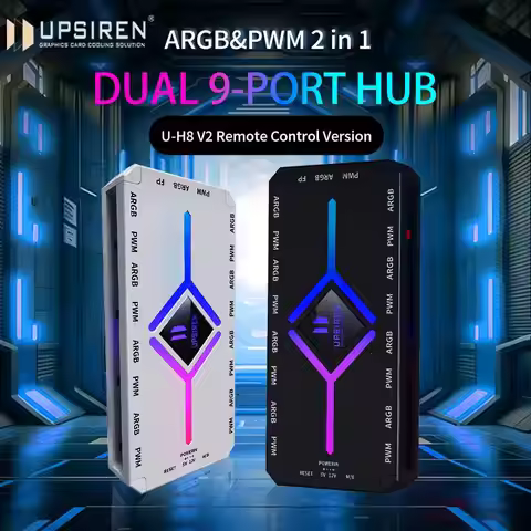 UPSIREN U-H8 5V 3PIN ARGB＆4PIN PWM HUB Computer Case Fan Light Synchronous Bottom magnetic design wi