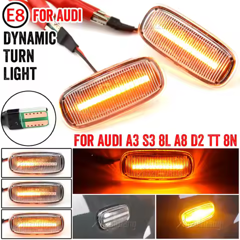 2pcs For Audi A2 A3 8L A4 B5 A6 4B C5 A8 4D TT 8N LED Dynamic Side Marker Light Turn Signal Light In