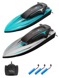 遙控高速充電雙馬達雙螺旋槳船,帶燈光,夏季水上玩具（電池顏色隨機）