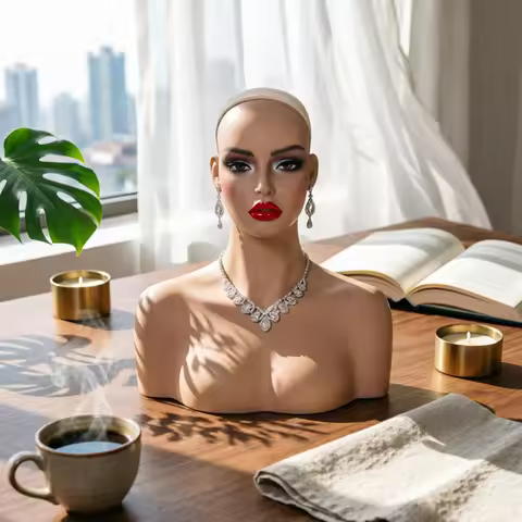 Mannequin Head Shoulders PVC Female Mannequin Bust Female Bust Display Half-Body Lightweight
