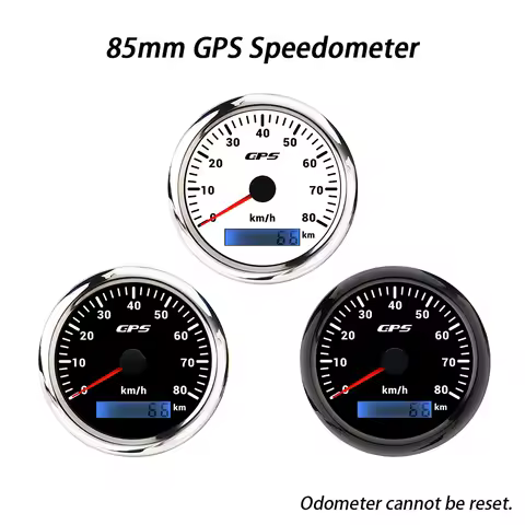 Rhaxel 85mm GPS Speedometer Odometer 0-80KM/H with GPS Antenna 7 Colors Backlight Speed Indicator fo