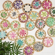 Natural handmade rattan ceramic insulation mat shell coaster  coaster  coaster cup cute coaster wood