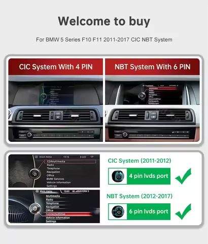 RoadTop 10.25" 12.3" Wireless CarPlay Android Auto Multimedia Radio Linux Screen For BMW 5 Series F1