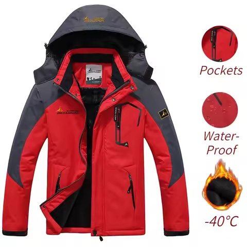 Men's Military Winter Parka with Detachable Fur Hood Windproof Thermal Anorak Jacket for Extreme Col