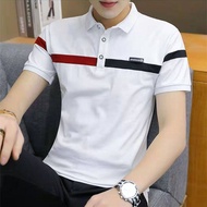 เสื้อยืดแขนสั้นคอปกเข้ารูปสำหรับผู้ชายเสื้อยืดแขนสั้นฉบับภาษาเกาหลีคอปกเข้ารูปเทรนด์เสื้อโปโลสำหรับว