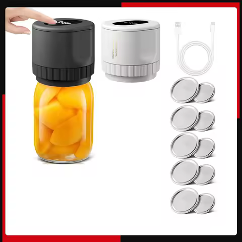Electric Mason Jar Vacuum Sealer Kit Cordless Automatic Jar Sealer Kit for Food Storage and Fermenta