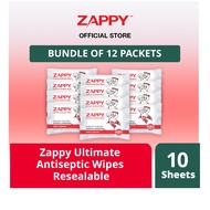 Zappy Ultimate Antiseptic Wipes 10 Sheets Resealable