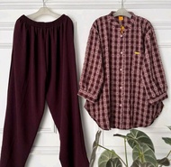 Oneset Crinkle Aleva Combinasi Jumbo || Set Celana Crinkle Terbaru