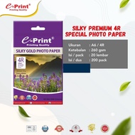 E-Print Photo Paper/Kertas Foto/Cetak Foto Silky Gold Photo Paper 4R 260gsm - 20Sheets