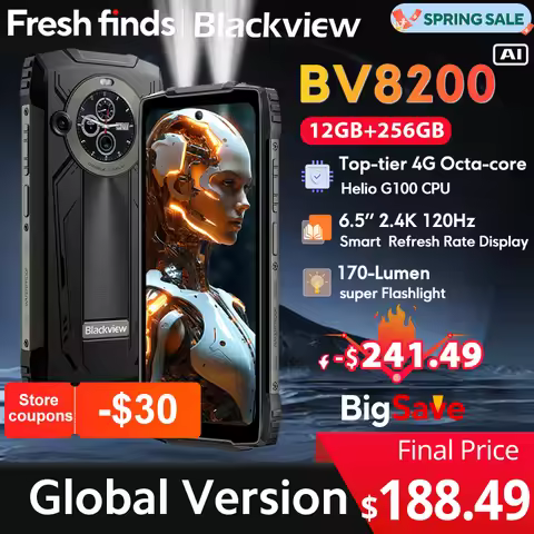 【World premiere】Blackview BV8200 Rugged phone 6.5" 2.4K 120Hz Display Helio G100 12GB 256GB NFC Flas