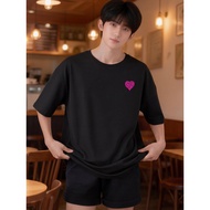 2S347 Lelaki Baju T Shirt Men Tshirt   T-shirts Oversized Round Neck Plus Size Clothes Korean Style 
