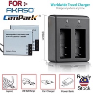 Battery Charging Kit with 2 Battery for Akaso V50X Akaso Brave 6 Brave 4 Campark V30 X30