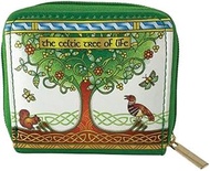 Tree of Life Wallet Celtic Knotwork Zip Closure Women Suitcase 4.33''x3.74'', Green, Classic
