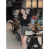 3-piece dress set Piece, classy and stylish women's set, 2-piece twisted-bust top with long-sleeved 