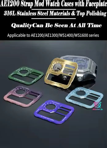For Casio AE1200 Strap Mod Watch Cases with Faceplate 316L Stainless Steel Materials Brushed Polishe