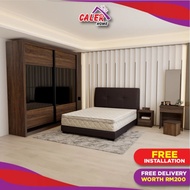 SET BILIK TIDUR 5 DALAM 1 / BEDROOMSET / 5 IN 1 Full Bedroom Set' 8Ft x 8Ft Wardrobe+Divan+Dressing+