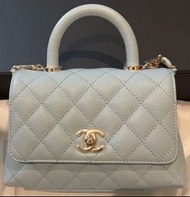 Chanel 22P Mini Coco Handle Bag Baby Bule💙🔓淺藍色迷你手挽垂蓋手袋