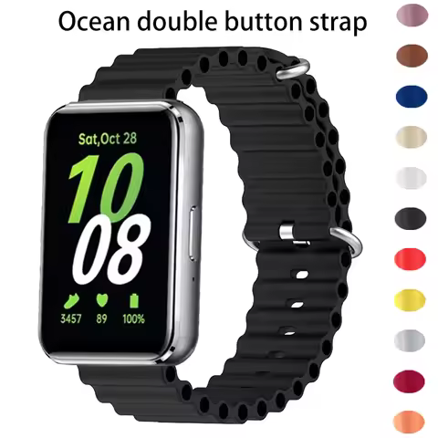 Ocean Double Buckle Strap Suitable for Samsung Galaxy Fit 3 Silicone Original Bracelet for Samsung G
