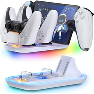 PS Portal Charger, 3-in-1 Charger Dock for PS Portal and PS5 Controllers, PS Portal Accessories with