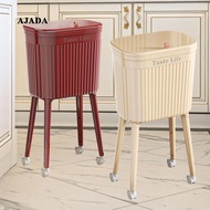 [AJAZ] Tall Trash Can with Wheel Container Nordic Home Portable 16L High Foot Dustbin for Bedroom Di