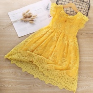 ☁ 3 4 5 6 8 Yrs Embroidery Girls Dress For Princess Birthday Party Child Summer Casual Wear Kids Bow Knot Lace Tutu Dress