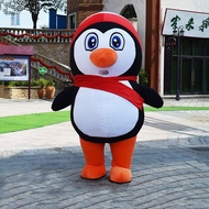 Cartoon Penguin Mascot Costume Inflatable Fur Suit Plush Mascotte Cosplay Suit Scarf Penguin Costume