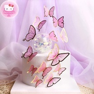 Moonlights 9/10pcs Gold Pink Purple Cake Toppers Wedding Birthday Dessert Cupcake Decor 3D Material 
