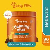 Zesty Paws Calming Bites with Suntheanine for Dogs Behavior [รสเนยถั่ว] (แบบนุ่ม 90 เม็ด) (หมดอายุ:0