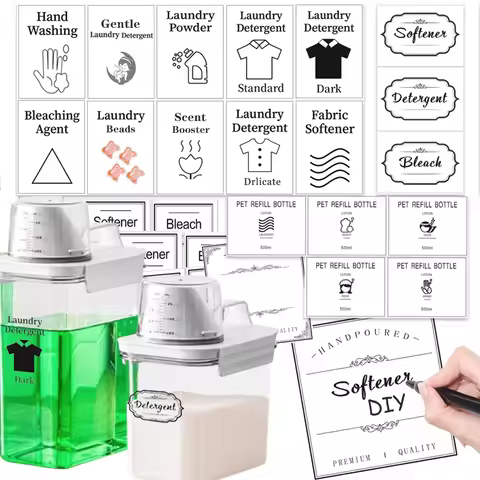 Laundry Detergent Dispenser Label Soap Bottle Label Laundry Room Stickers Laundry Powder Fabric Soft