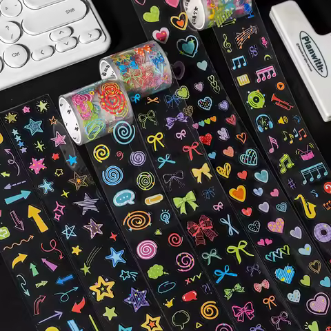 Journal GO 4x200cm Colorful Diary Tape Stickers Basic Elements Scrapbook Journaling Greeting Gift Ca