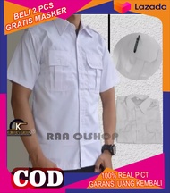 Kemeja Pria Pilot Hem Putih Lengan Pendek Baju Dinas Kualitas Premium Size S - Big Size JUMBO