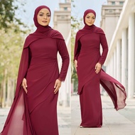 HIJABISTAHUB ELSARA DRESS flowy drapping plain lace dress bridesmaid baju tunang muslim long dress