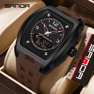 Travel Friendly SANDA Student Watch - 3 Time Zones, Split Timer, Luminous & Waterproof