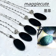 maggiecute Black Jade, Jade Necklace, Titanium Steel Necklace Hypoallergenic