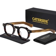 CATERSIDE Vintage Round Men Optical Glasses Frame Acetate High Quality Pin Core Thick Frame Glasses 
