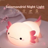 Cute Axolotl Night Light Silicone Nursery Sleeping Lamp Touch Control Nightlights USB Rechargeable T