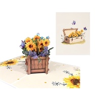 3D Pop Up Sunflower Chest Card – Greeting Cards, Birthday Cards, Meaningful Gifts, F44