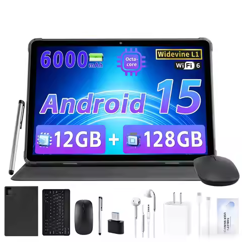 ANRY 10.1 Inch Android Tablet HD Display 12GB RAM 128GBROM 6000mAh Battery 5G WiFi Bluetooth Dual Ca