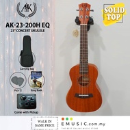 A&amp;K 23-200HEQ 23" Solid Top Concert Ukulele come with Pickup Tuner, Bag, Pick, Song Book (UK 23-200H EQ (A))