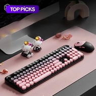 EWEADN V96 Wireless Silent Keyboard and Mouse Combo with Low Battery Indicator, Cute Colorful Gradat