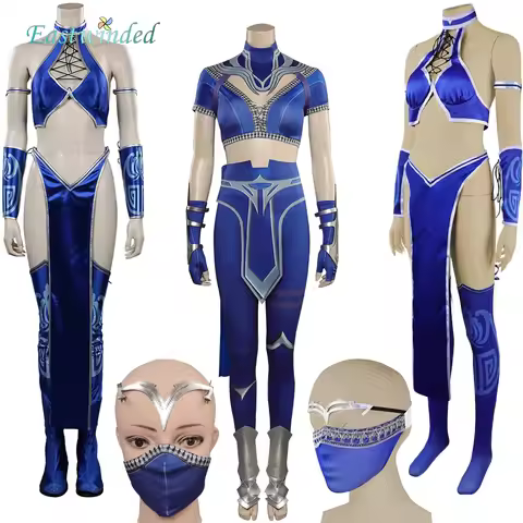 Disguise Game Mortal Kombat Kitana Cosplay Costume Combat Uniform Bikini Mask Outfits Women Clothes 