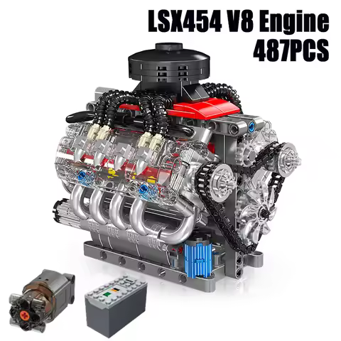 487PCS LSX454 V8 Engine Building Blocks Sets Technical Simulated Small Particle Assembly Bricks Mode